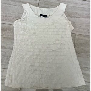 Janeric White Ruffle Layered Sleeveless Top